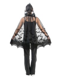 BLACK BAT CAPE WITH HOOD ONE SIZE - 78CM