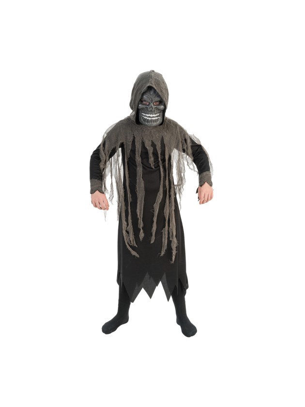 TUNIQUE AVEC MASQUE TETE DE MORT 3 PIECES 140CM