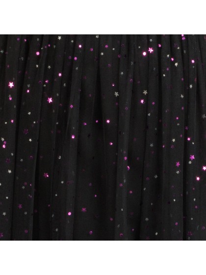 ROCK LANG TÜLL SCHWARZ PAILLETTEN VIOLETT L-XL