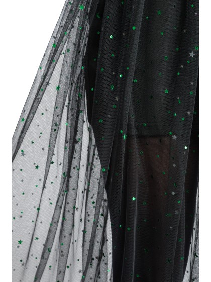 ROCK LANG TÜLL SCHWARZ PAILLETTEN GRÜN L-XL
