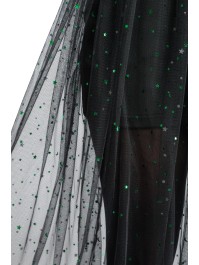 ROCK LANG TÜLL SCHWARZ PAILLETTEN GRÜN L-XL