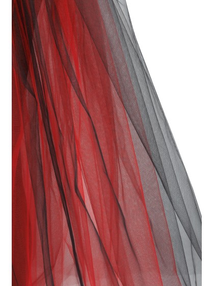 ROCK LANG TÜLL SCHWARZ UND ROT S-M