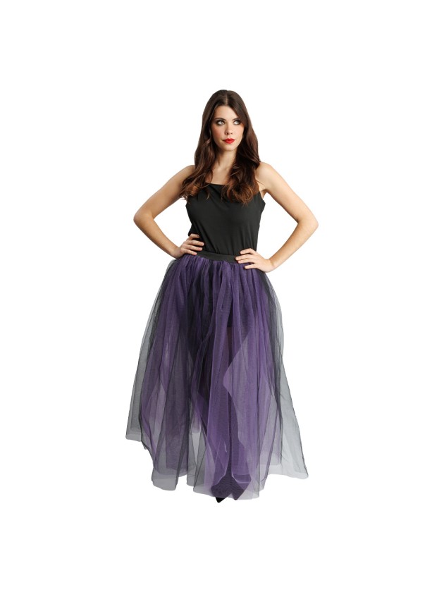 BLACK AND PURPLE LONG TULLE SKIRT L-XL