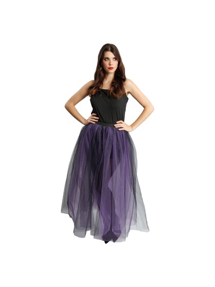 BLACK AND PURPLE LONG TULLE SKIRT S-M