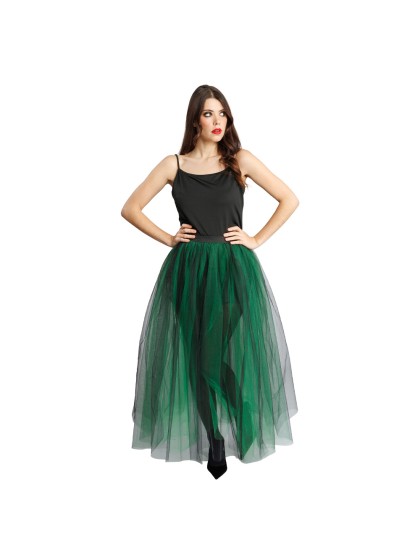 JUPE LONGUE TULLE NOIR ET VERT L-XL