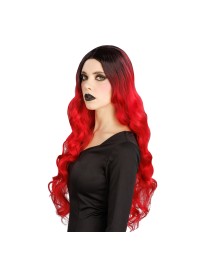 PERÜCKE AUS HEXE GLAMOUR HAAR ROT OMBRE 65CM