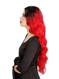 PERÜCKE AUS HEXE GLAMOUR HAAR ROT OMBRE 65CM