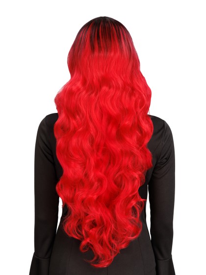 PERÜCKE AUS HEXE GLAMOUR HAAR ROT OMBRE 65CM