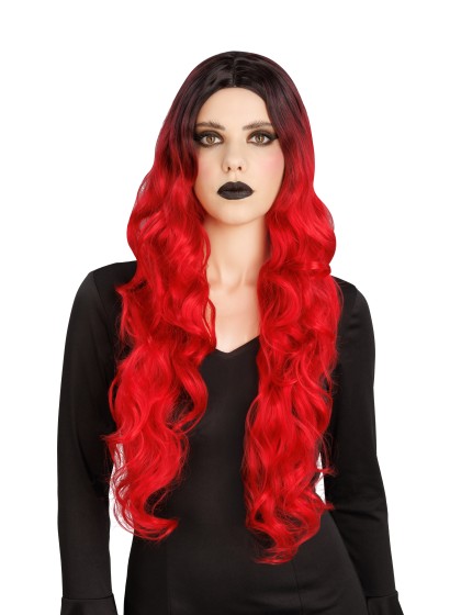 PERRUQUE DE SORCIERE GLAMOUR CHEVEUX ROUGES OMBRE 65CM