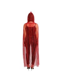 CAPE CAPUCHE DENTELLE ROUGE TU - 175CM