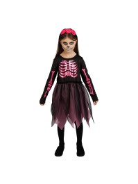 ROSALEEN PINK SKELETON DRESS AND HEADBAND 2 PIECES 116CM