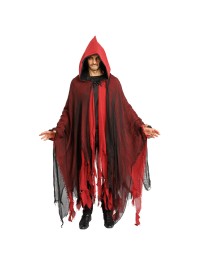 CAPE CAPUCHE LAMBEAUX NOIR ET ROUGE TU