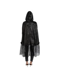 CAPE VELOURS ET DENTELLE NOIRE TU - 145CM