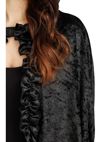 CAPE VELOURS ET DENTELLE NOIRE TU - 145CM