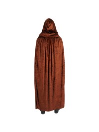 CAPE CAPUCHE VELOURS BRUN LUXE 182CM