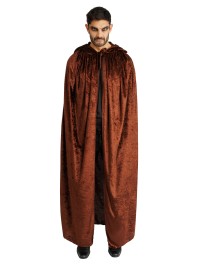 CAPE CAPUCHE VELOURS BRUN LUXE 202CM