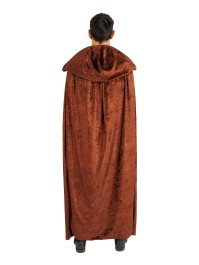 CAPE CAPUCHE VELOURS BRUN LUXE 202CM