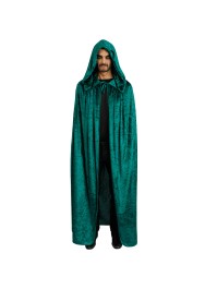 CAPE CAPUCHE VELOURS VERT LUXE 182CM