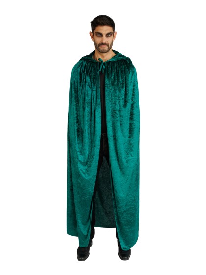 CAPE CAPUCHE VELOURS VERT LUXE 182CM