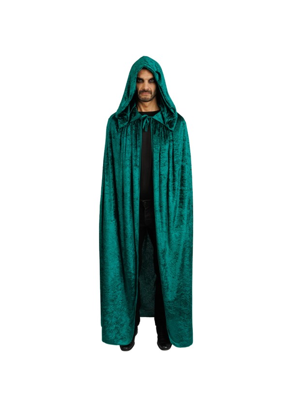CAPE CAPUCHE VELOURS VERT LUXE 172CM