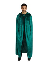 CAPE CAPUCHE VELOURS VERT LUXE 202CM