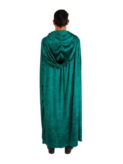 CAPE CAPUCHE VELOURS VERT LUXE 202CM