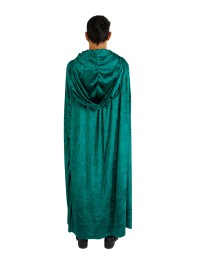 CAPE CAPUCHE VELOURS VERT LUXE 202CM