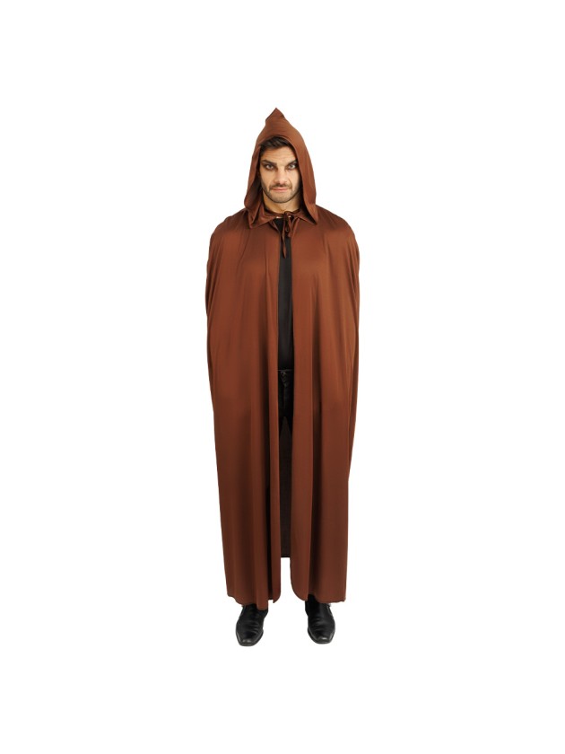 BROWN FABRIC HOODED CAPE 190CM
