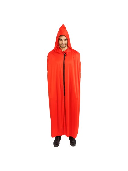 CAPE CAPUCHE TISSU ROUGE 190CM