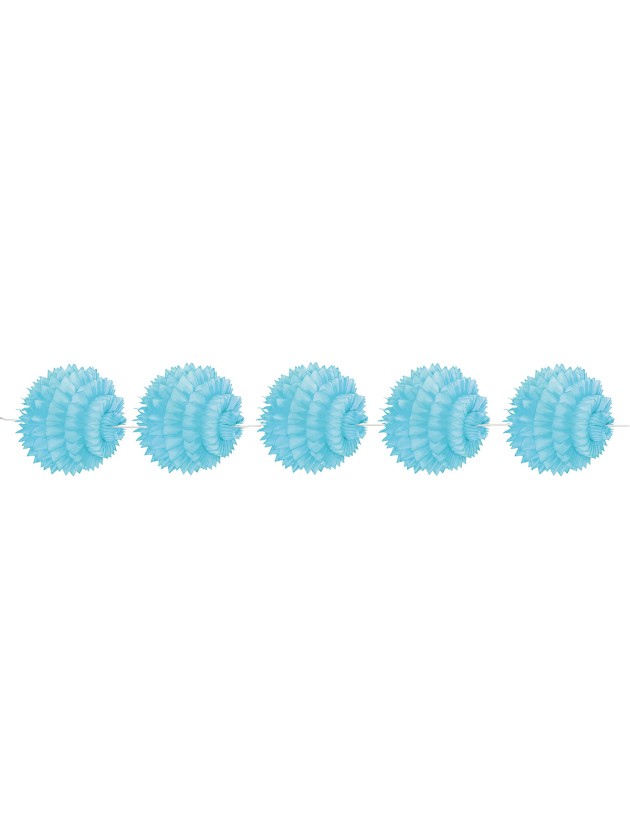 GIRLANDE5 KUGELN WABENFÖRMIG BLAU CIEL DIA 10CM / 150CM