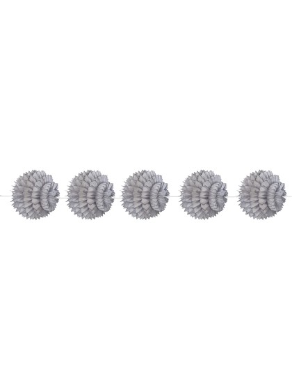 GUIRLANDE/SUSP 5 BOULES ALVEOLEES GRIS DIA 10CM / 150CM