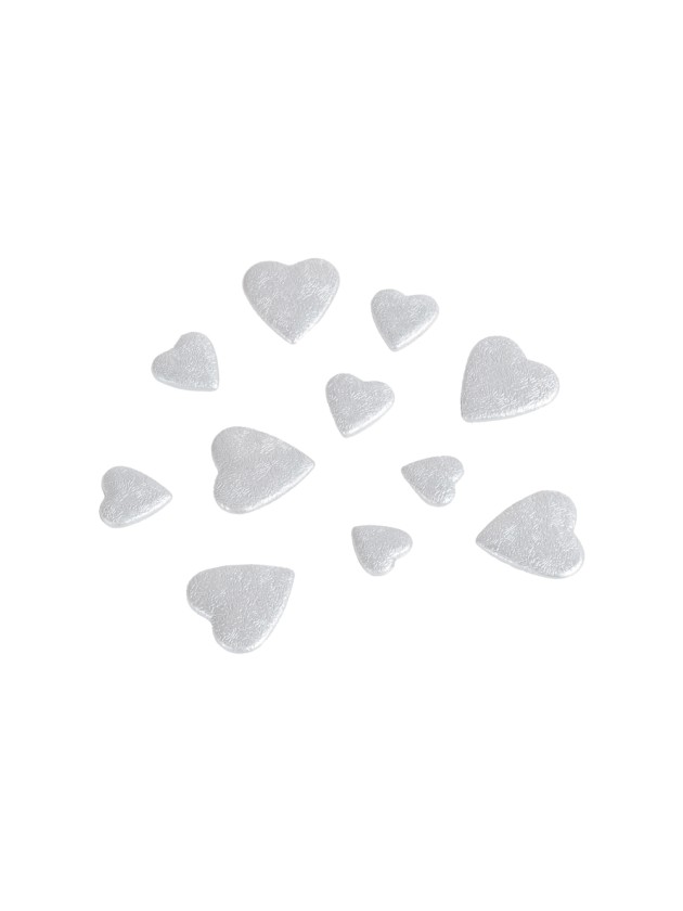 SACHET 50 G COEURS 3D A DISP ARGENT 2CM/1.5CM