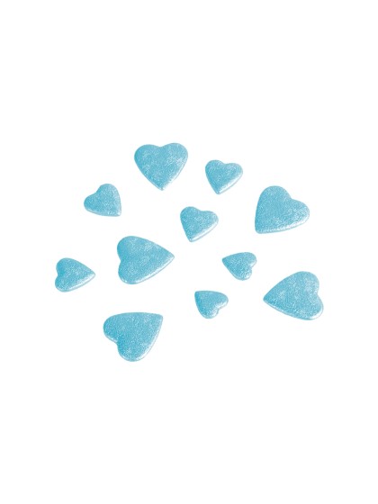 SACHET 50 G COEURS 3D A DISP TURQUOISE 2CM/1.5CM