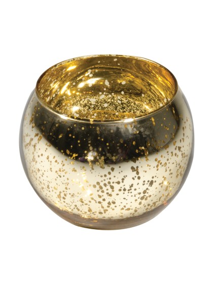 KERZENHALTER KUGEL GOLD METALL 10CM X 8CM