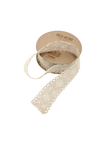 RUBAN COTON DENTELLE IVOIRE 2.5CM X 2M