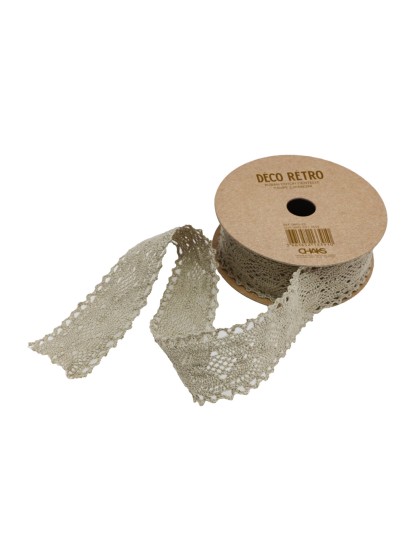 BAND BAUMWOLLE SPITZE TAUPE 2.5CM X 2M