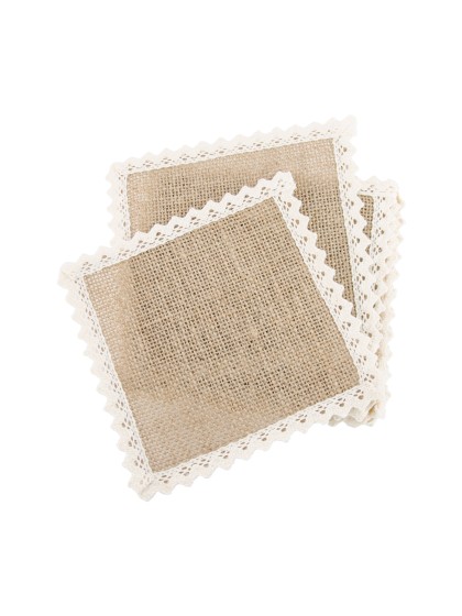 SET 6 DECKCHENS JUTE SPITZE 12CM X 12CM