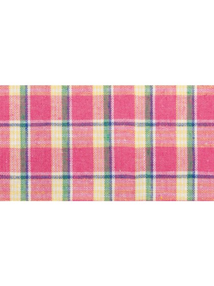RUBAN DE TABLE LIN MADRAS FUCHSIA 10CM X 5M