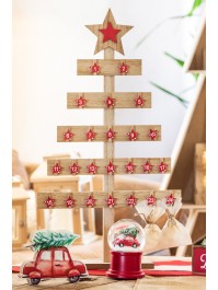 CALENDRIER AUS L’AVENT TANNE AUF FUSS MIT KLAMMERN 40CM X 8CM X 73CM