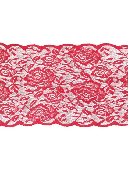CHEMIN DE TABLE DENTELLE ROSE ROUGE 17CM X 5M