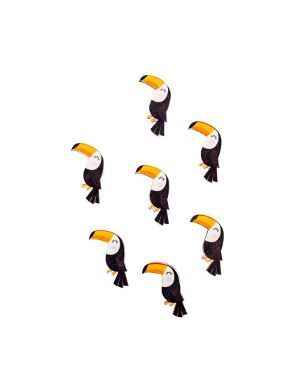 SET 12 KONFETTI HOLZ TOUCAN SELBSTKLEBEND 2CM X 3CM