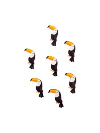 SET 12 KONFETTI HOLZ TOUCAN SELBSTKLEBEND 2CM X 3CM