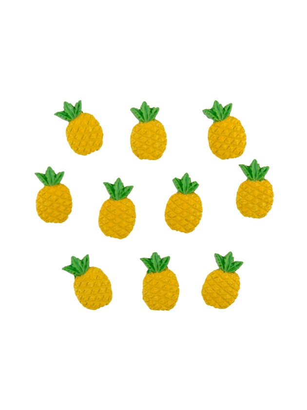 BAG 10 ADHESIVE RESIN PINEAPPLES 2.9CM X 1.8CM X 0.5CM