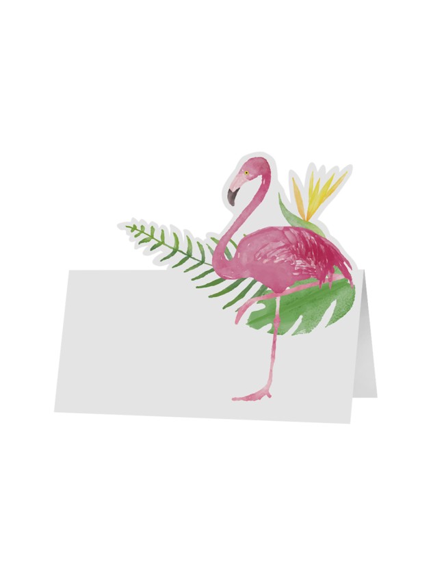 SET 6 TISCHKARTEN FLAMINGO ROSA 8CM X 8CM