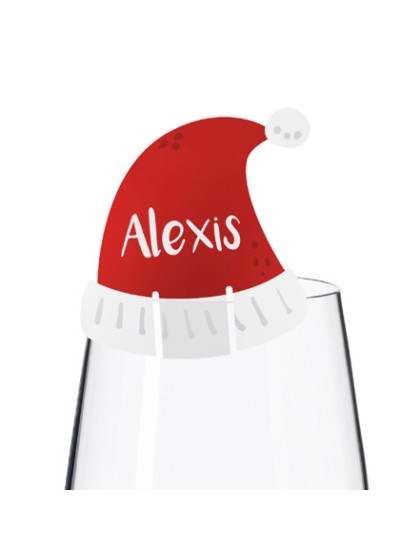 SET 6 MARQUE-PLACES BONNET DE NOEL 6CM X 6CM