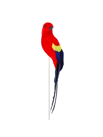 RED PARROT ON METAL WIRE 3.5CM X 3.5CM X 20CM