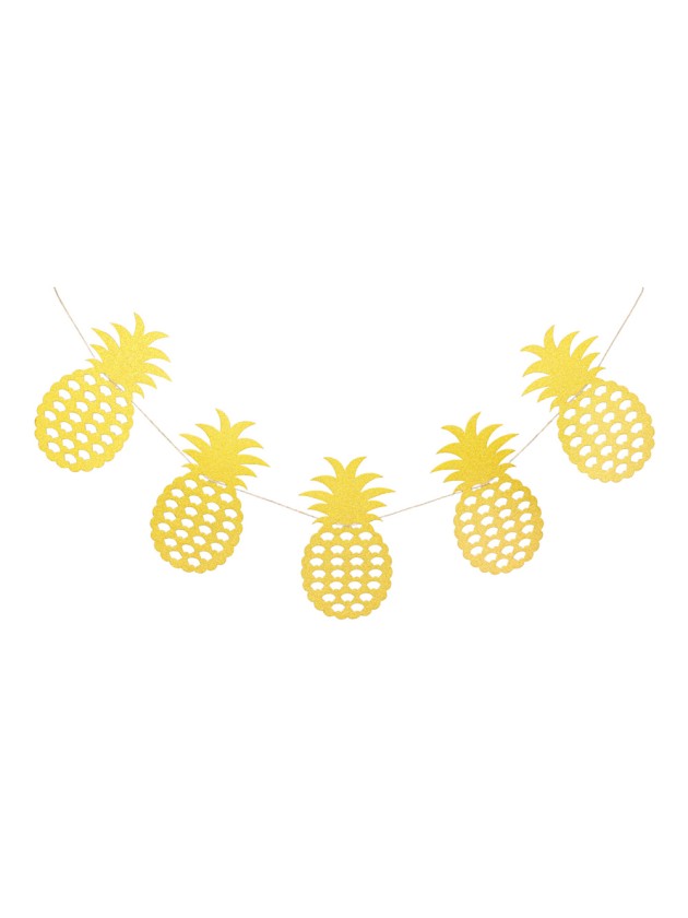 GIRLANDE 3M 10 ANANAS GOLD GLITZER 21.5CM X 12CM