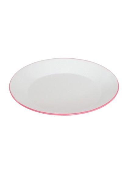 ASSIETTE METAL DECO BLANC/ROSE  DIA 25CM X 2.5CM HT