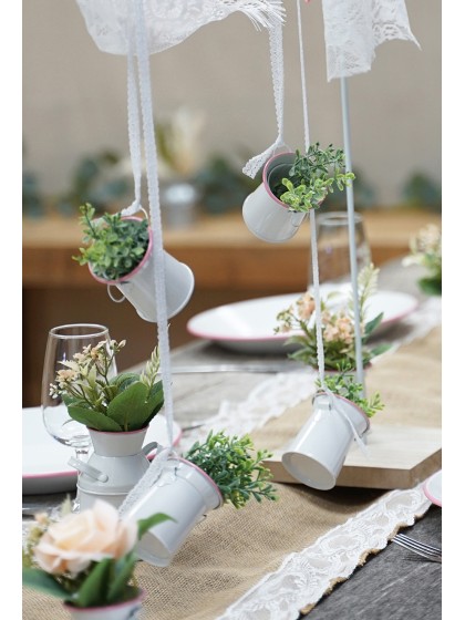 MINI TOPF MILCHMETALL BLANC/ROSE DIA 6CM X 6CM HT