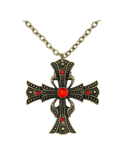 VAMPIRE CROSS NECKLACE PENDANT 7CM X 7CM / CHAIN 70CM